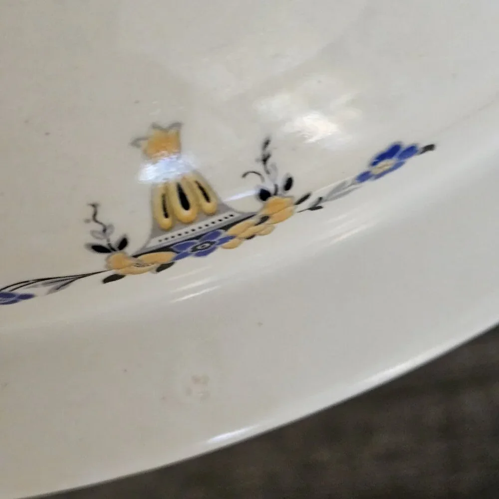 WH Grindley & Co England Serving Dish Chelsey Ivory Blue White Yellow Floral VTG - Picture 15 of 16